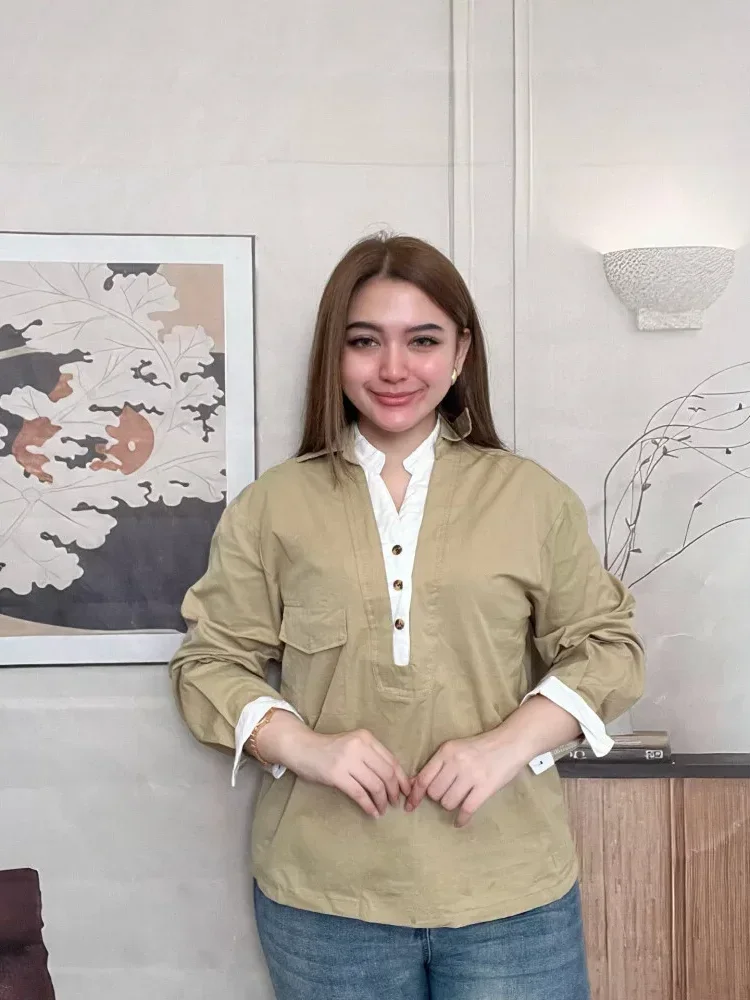 FADFAD Kemeja cetak temperamen gaya baru wanita atasan elegan