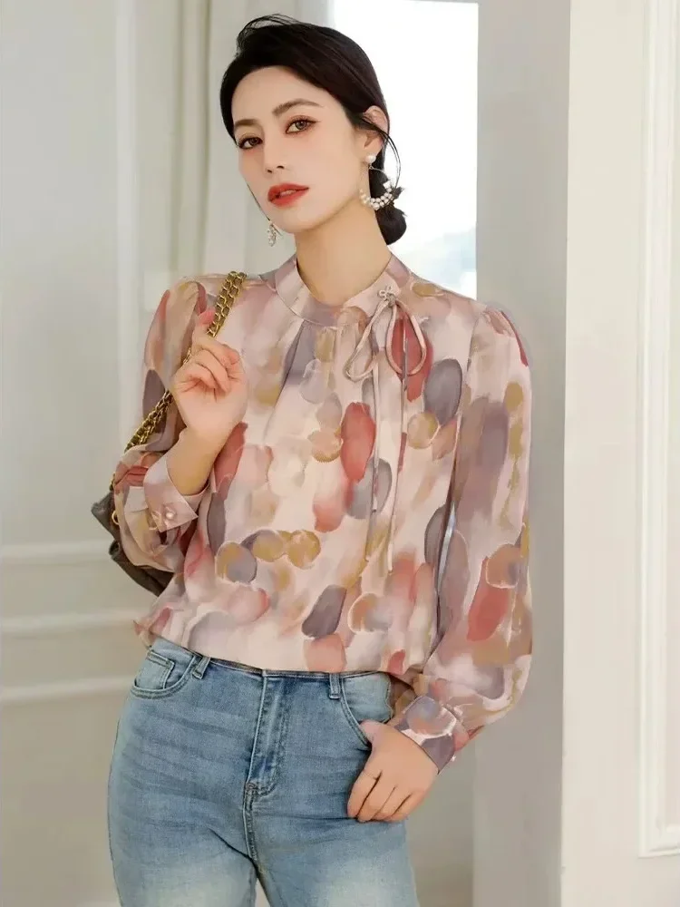 FADFAD Kemeja cetak temperamen gaya baru wanita atasan elegan