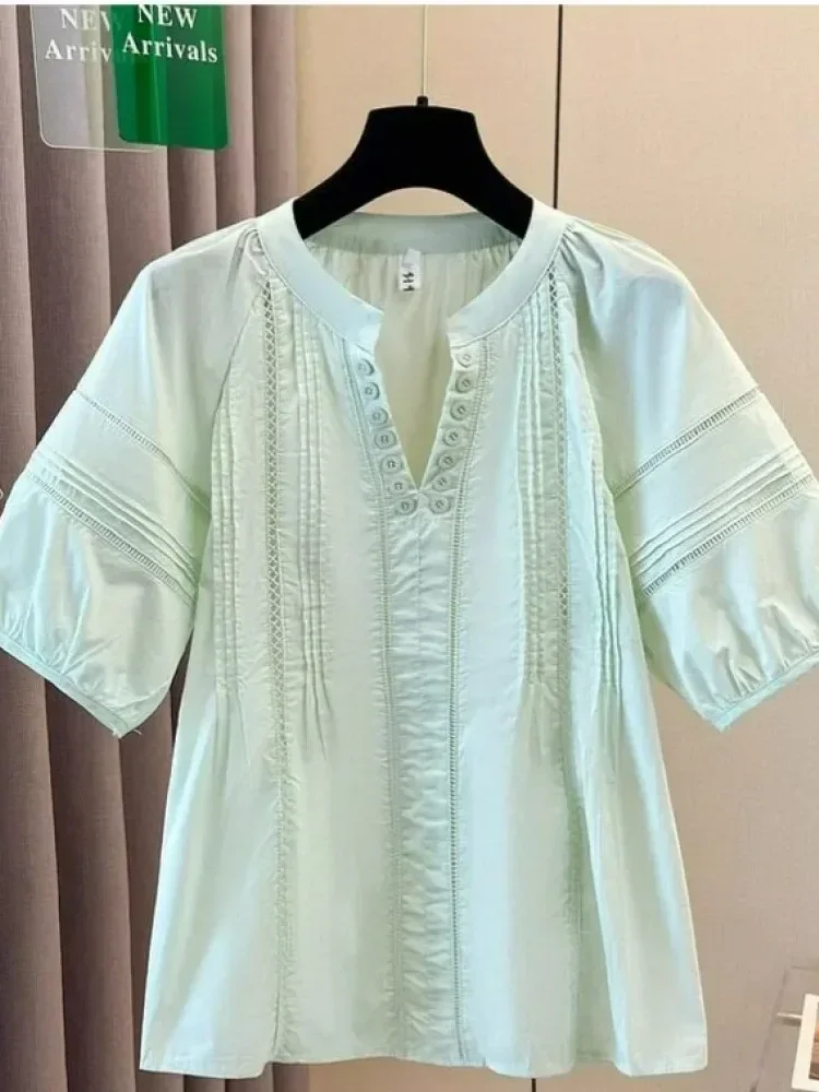 [NEW]CHICMORE Atasan blouse wanita lengan pendek desain retro