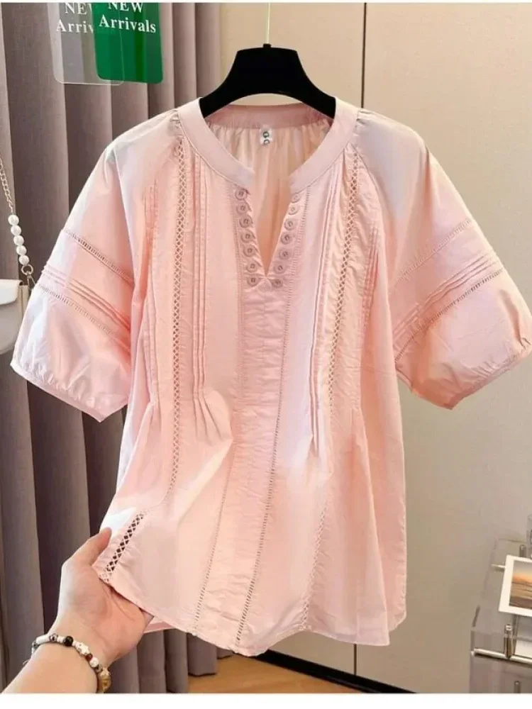 [NEW]CHICMORE Atasan blouse wanita lengan pendek desain retro