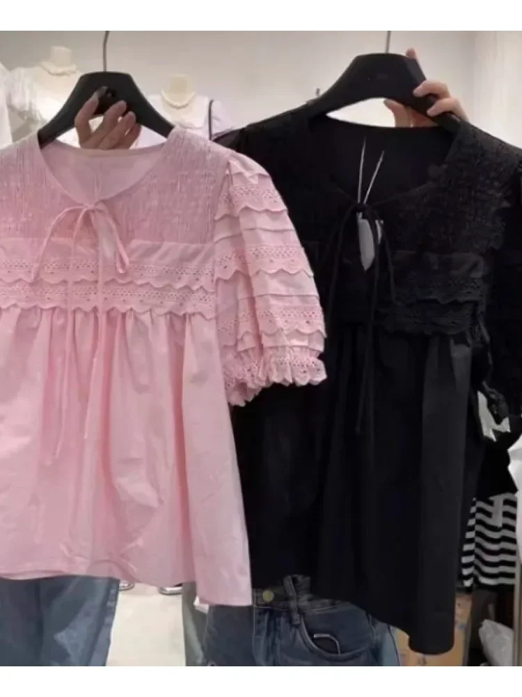 [NEW]CHICMORE Atasan wanita gaya leher bulat lengan puff longgar untuk wanita