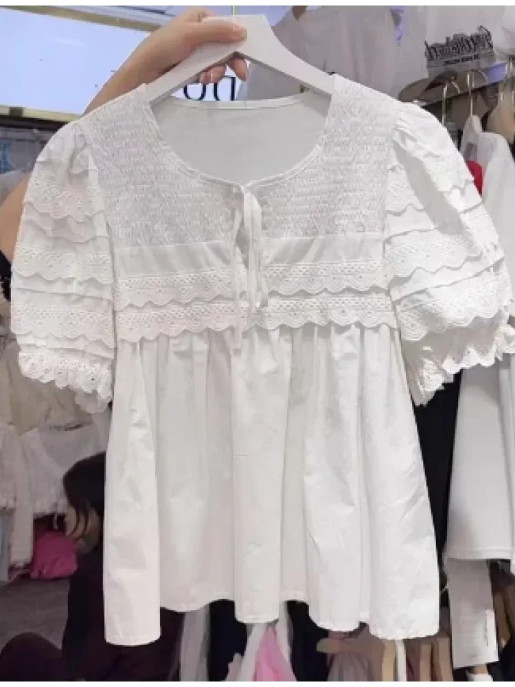 [NEW]CHICMORE Atasan wanita gaya leher bulat lengan puff longgar untuk wanita