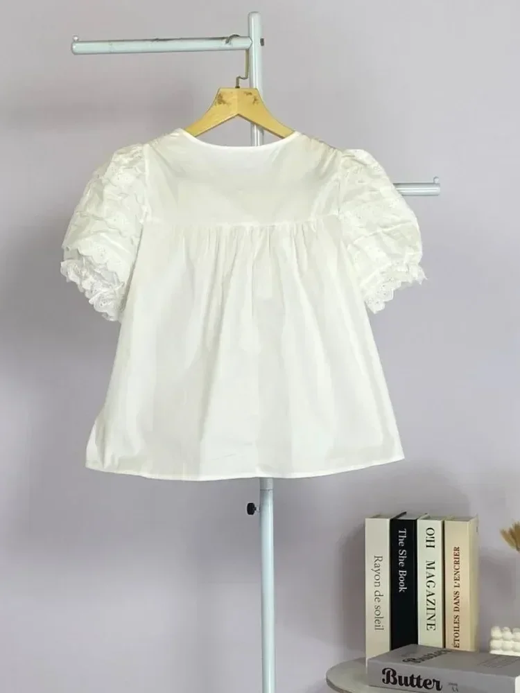 [NEW]CHICMORE Atasan wanita gaya leher bulat lengan puff longgar untuk wanita