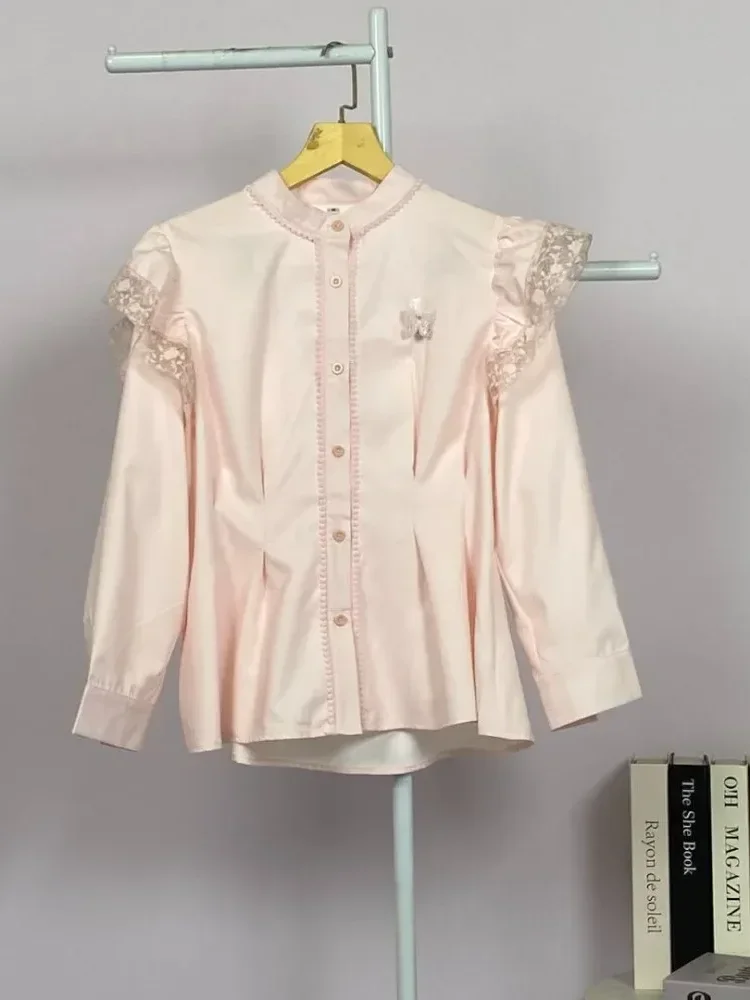 [NEW]FADFAD Wanita longgar daun tepi lengan panjang top