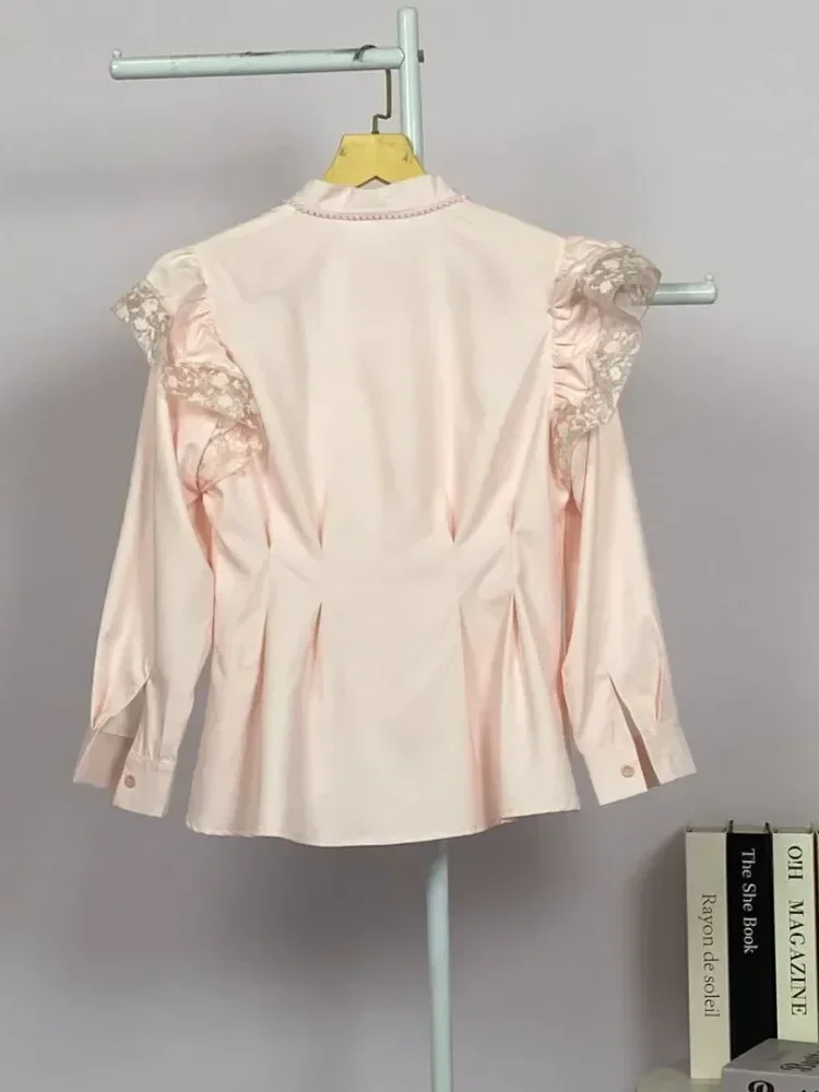 [NEW]FADFAD Wanita longgar daun tepi lengan panjang top