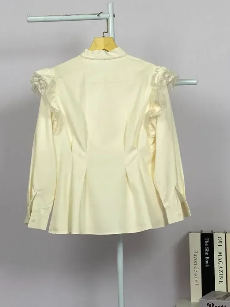 [NEW]FADFAD Wanita longgar daun tepi lengan panjang top