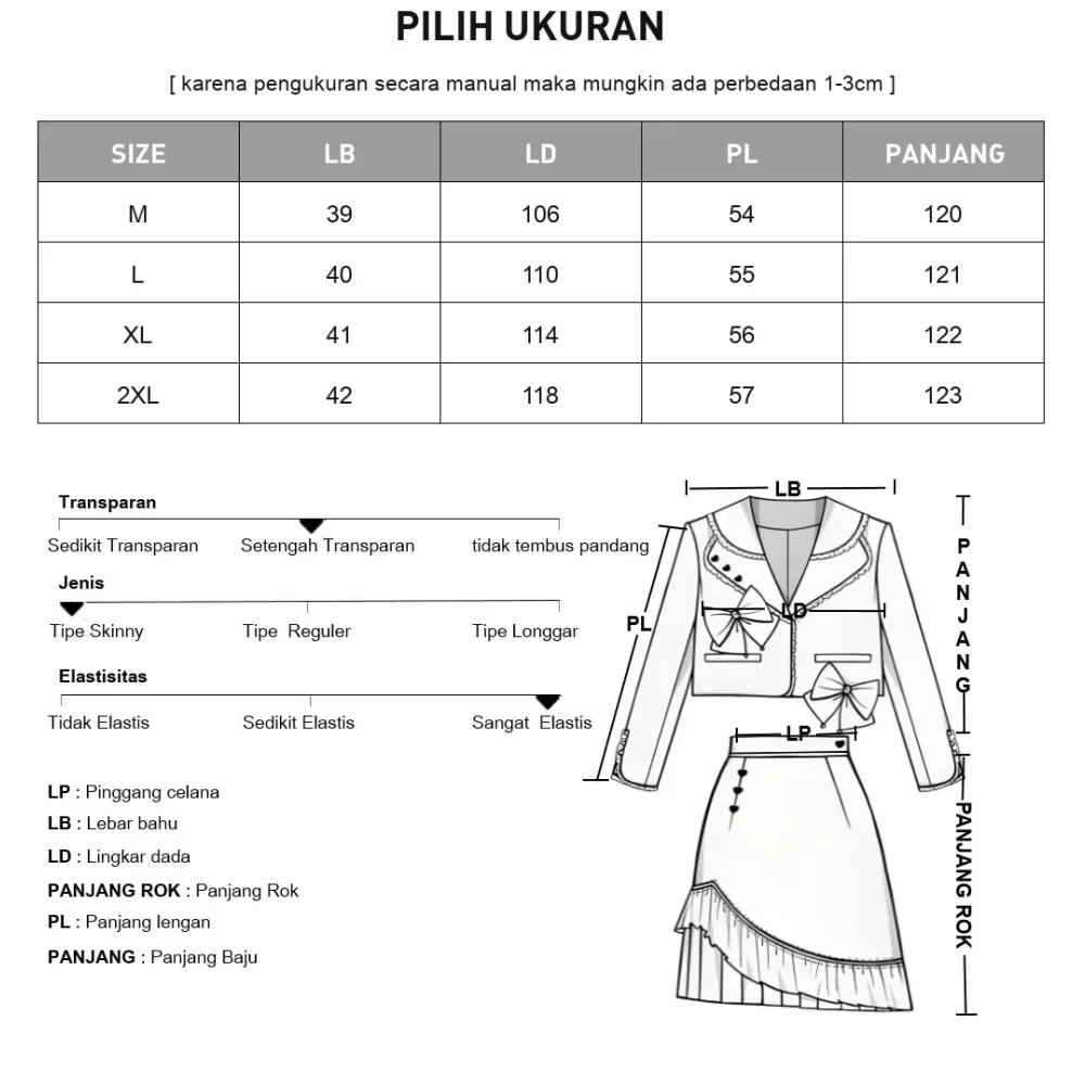 CHICMORE Setelan gaya manis dengan rompi pinggang serut dan gaun lengan panjang