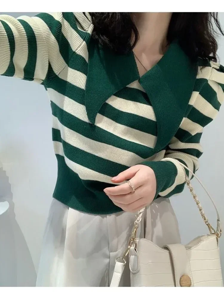 CHICMORE Atasan motif garis - garis pinggang karet dengan gaya kasual untuk wanita