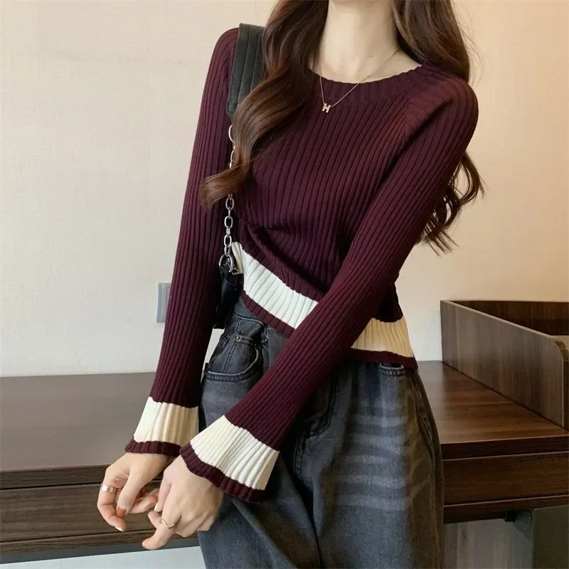 CHICMORE Atasan sweater model unik dan lengan panjang berwarna polos untuk wanita