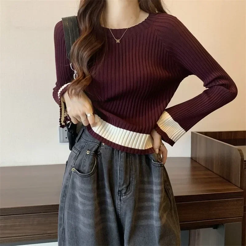 CHICMORE Atasan sweater model unik dan lengan panjang berwarna polos untuk wanita