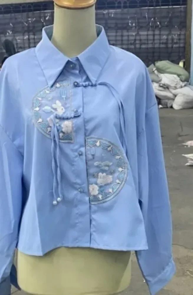 [READY STOCK]FADFAD Atasan kemeja lengan panjang wanita gaya cina baru