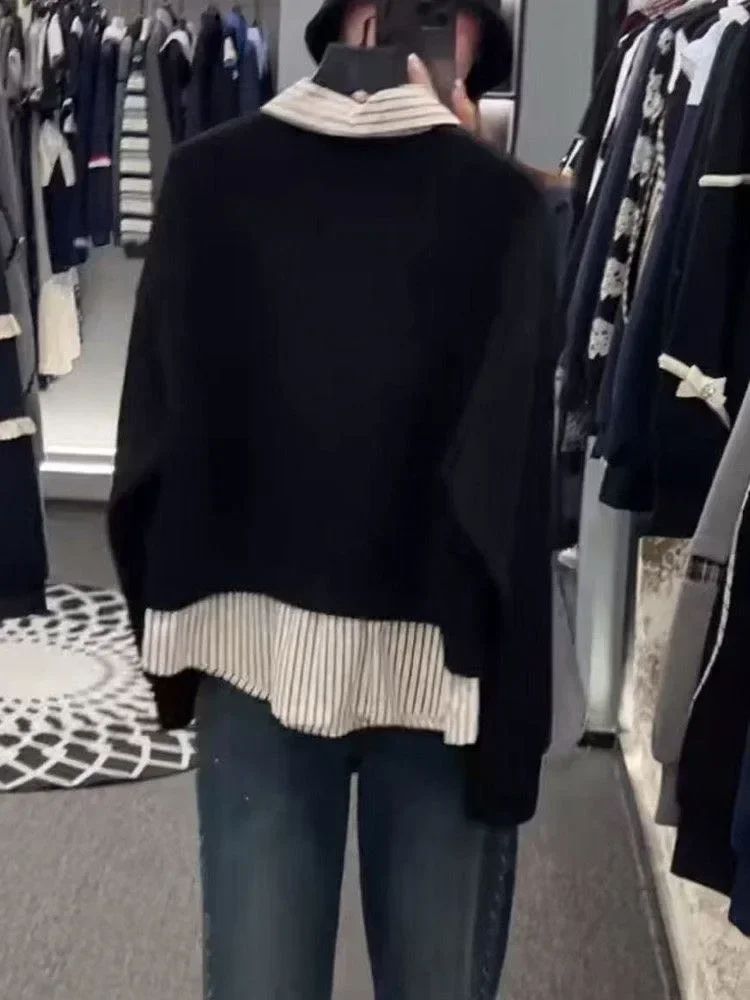 CHICMORE Kemeja lengan panjang dengan desain fashion dan efek dua potong