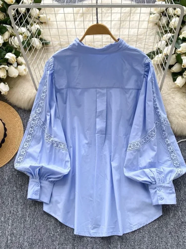CHICMORE Kemeja wanita lengan panjang model longgar warna solid gaya casual