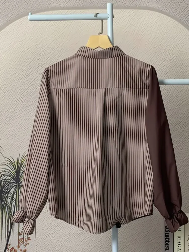 ASAYA Tiktokmawar31 kemeja polkadot warna-warni yang stylish dengan pinggiran renda