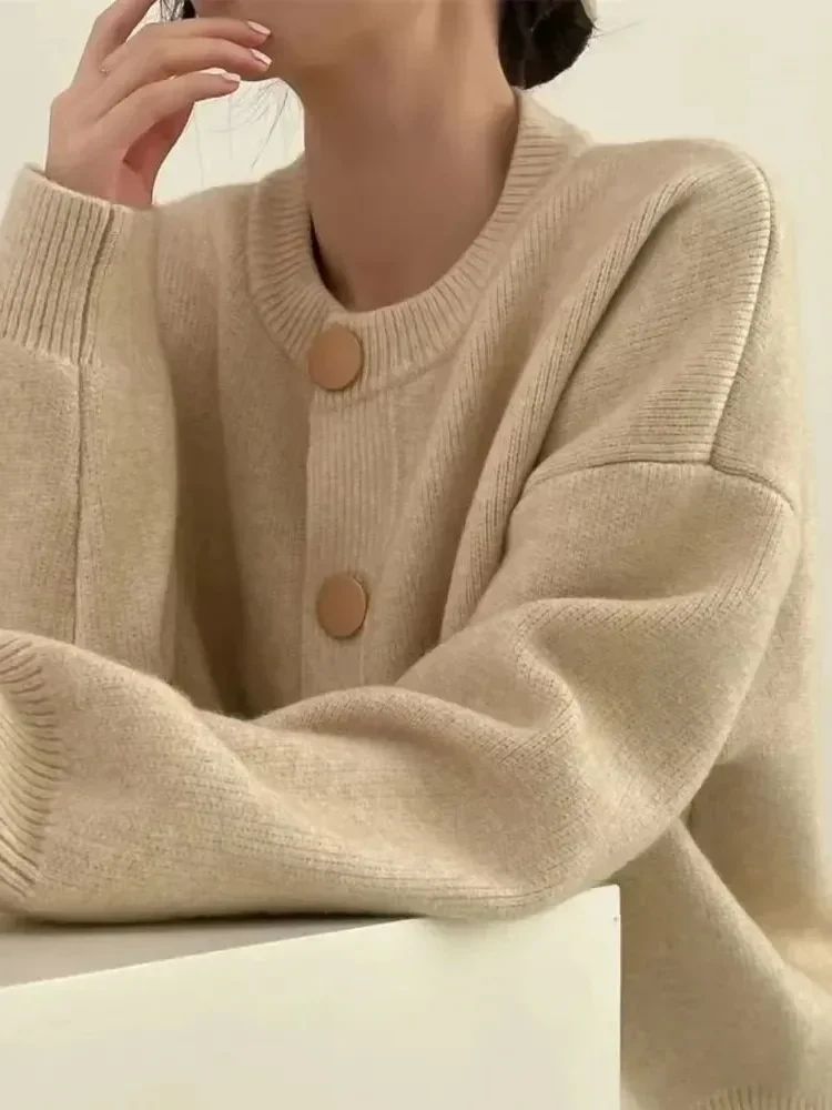 [DISKON KILAT]CHICMORE Atasan kardigan lembut longgar unik berlengan panjang untuk wanita gaya casual elegant