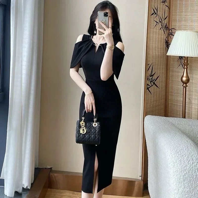 [DISKON KILAT]FADFAD Gaun midi untuk wanita elegant dengan lengan pendek gaya baru minimalis