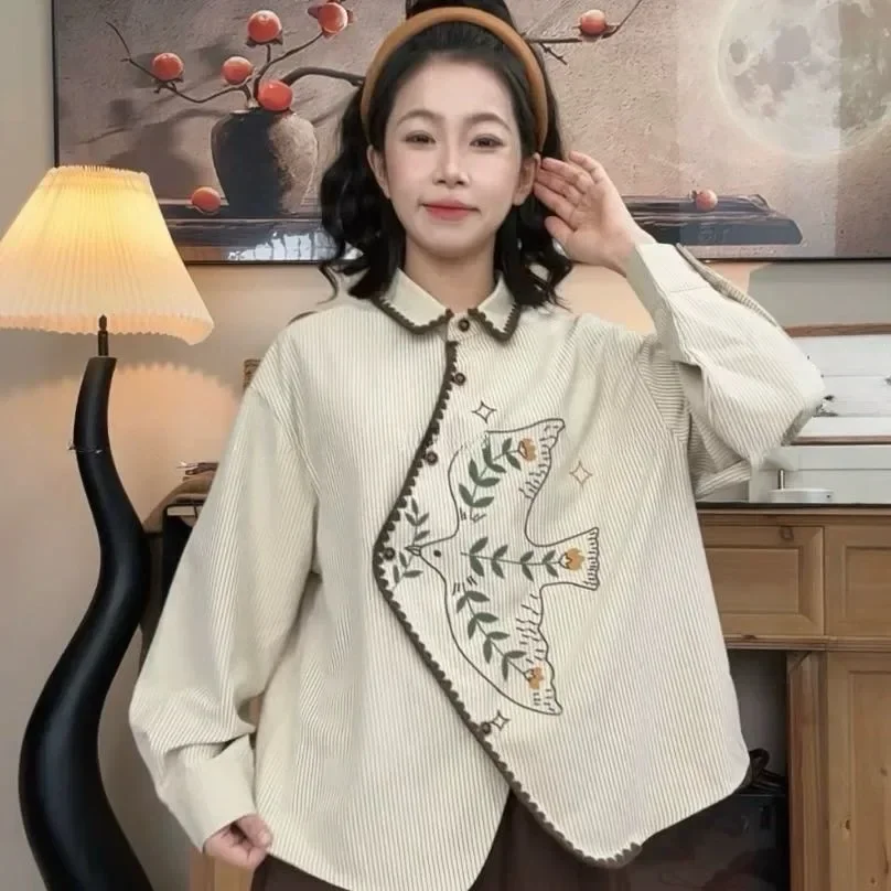 [CUCI GUDANG]FADFAD Atasan kemeja pakaian wanita motif bergaris mode korea terbaru