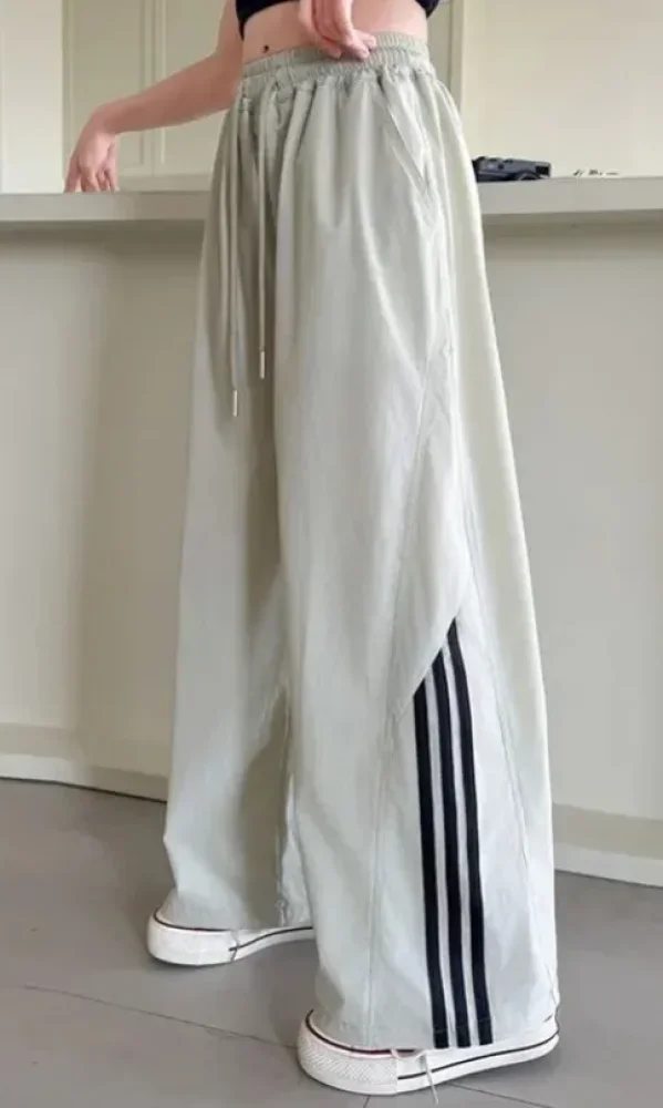 [DISKON KILAT]CHICMORE Buket kaki striped celana santai musim panas tipis versi korea baju pendek fashion celana olahraga kering cepat