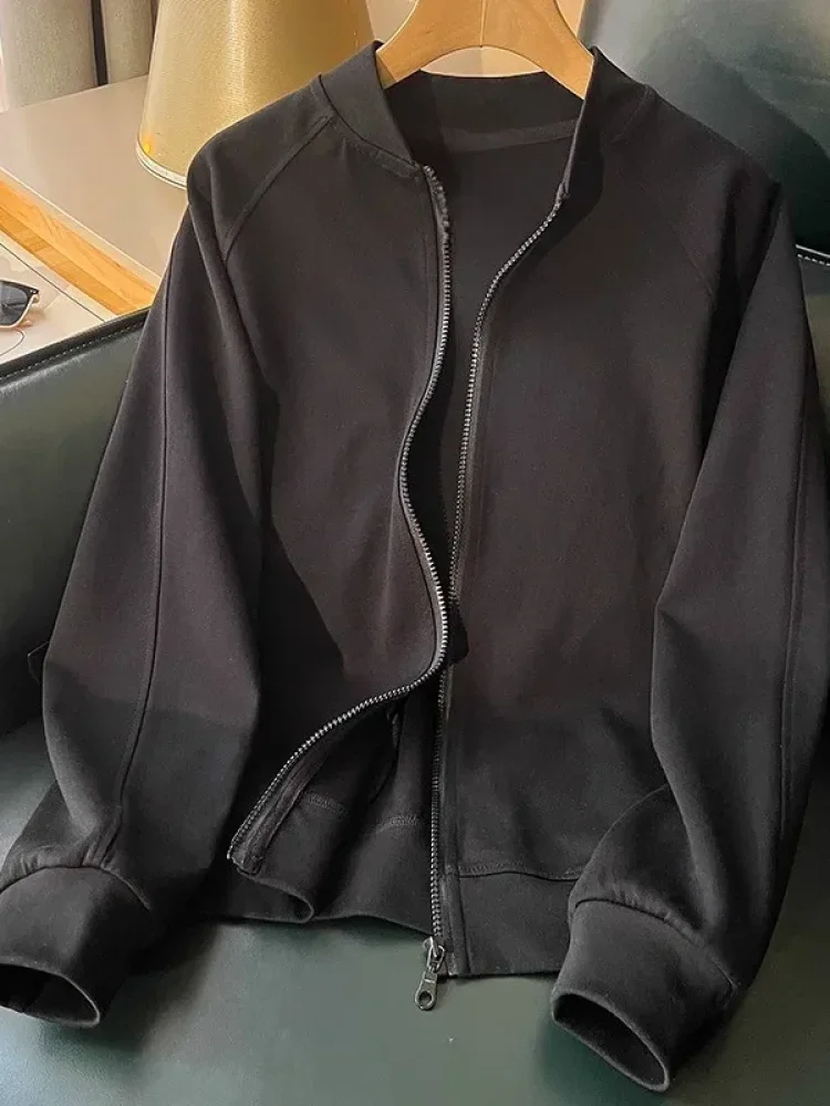 CHICMORE Atasan sweter lengan panjang dengan zipper gaya kasual untuk wanita