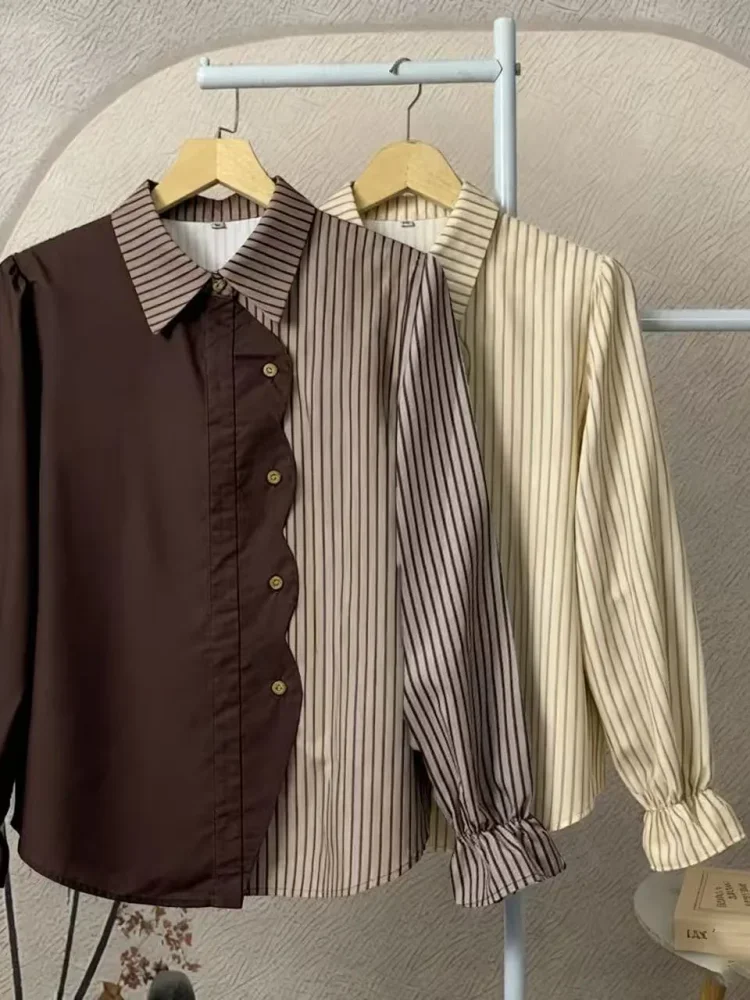 ASAYA Tiktokmawar31 kemeja polkadot warna-warni yang stylish dengan pinggiran renda