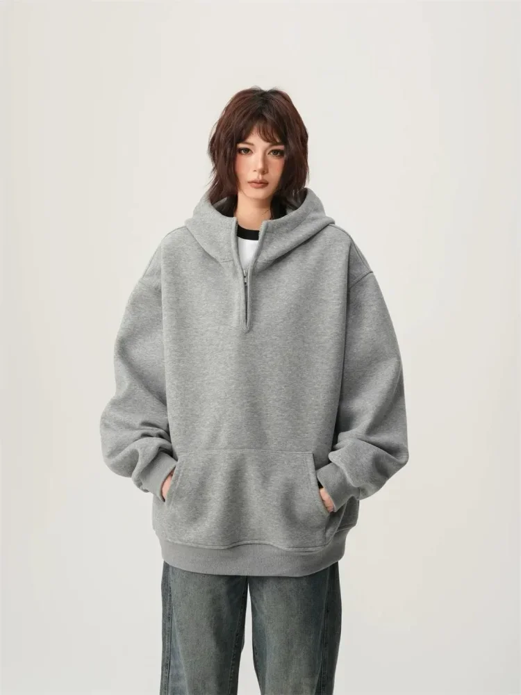 CHICMORE Atasan jaket gaya korean dengan kerah hoodie model baru berlengan panjang dan variasi saku
