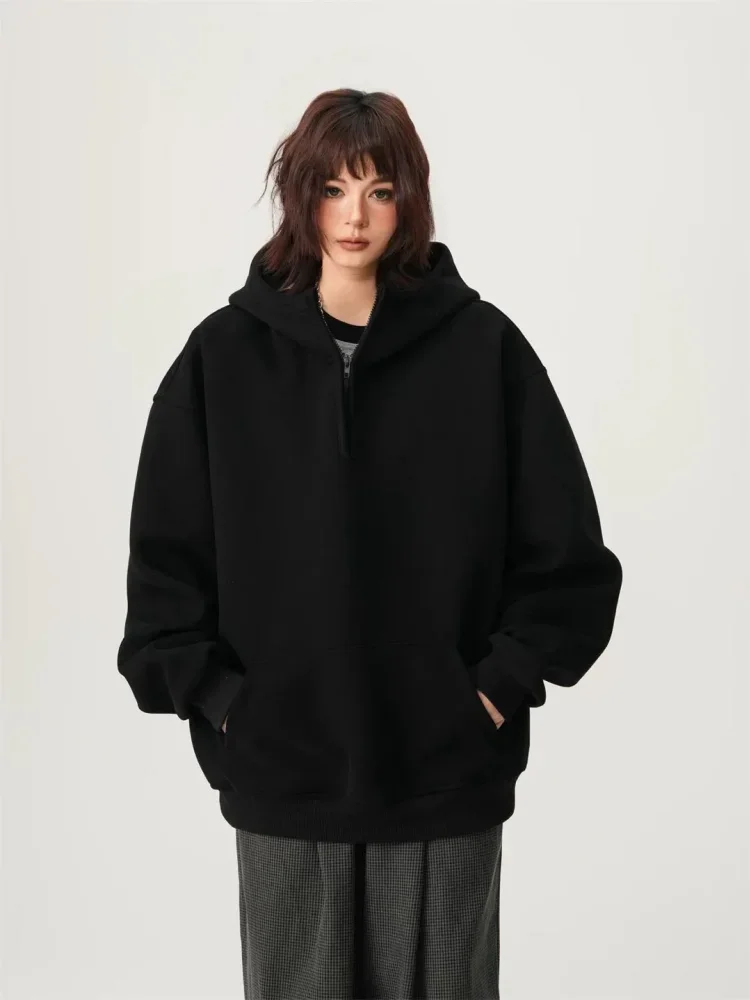 CHICMORE Atasan jaket gaya korean dengan kerah hoodie model baru berlengan panjang dan variasi saku