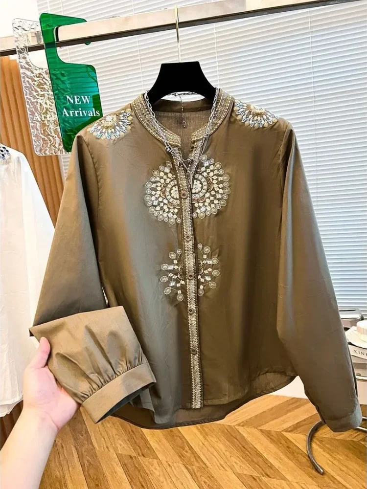[READY STOCK]FADFAD Atasan kemeja pakaian wanita kerah v-neck detail baru bergaya elegan
