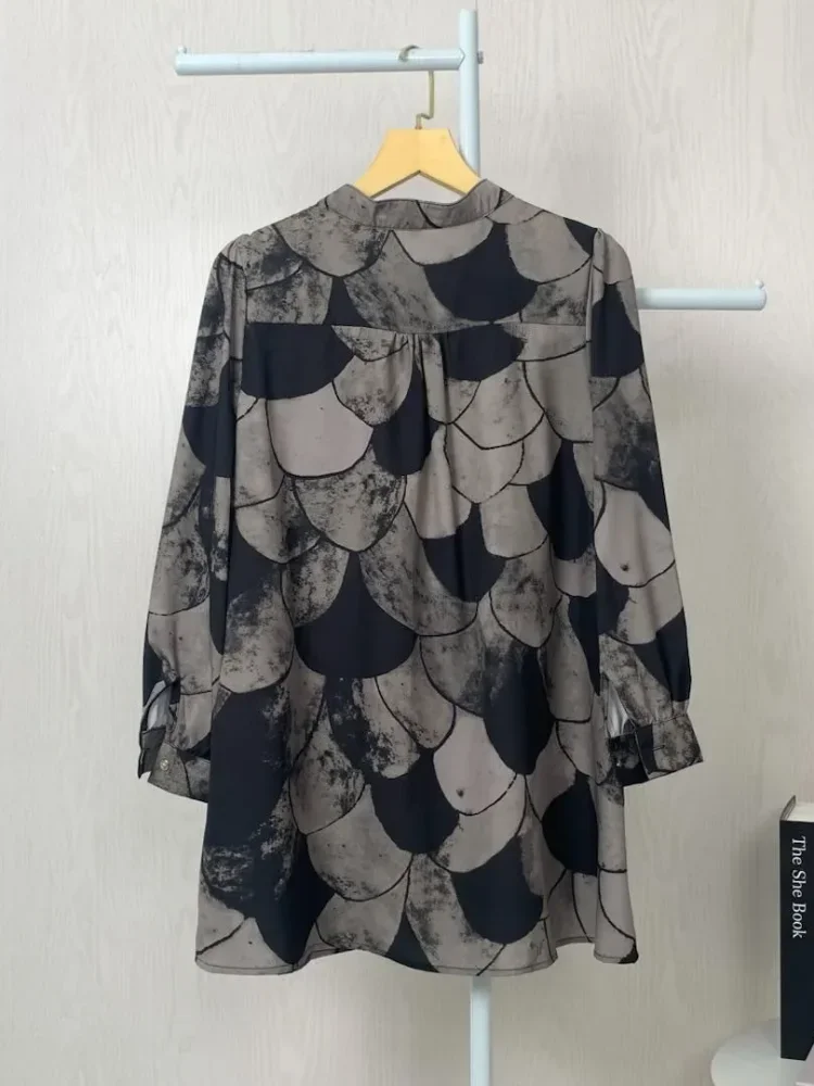 [DISKON KILAT]ASAYA Atasan kemeja lengan panjang  elegan longgar kasual cetak