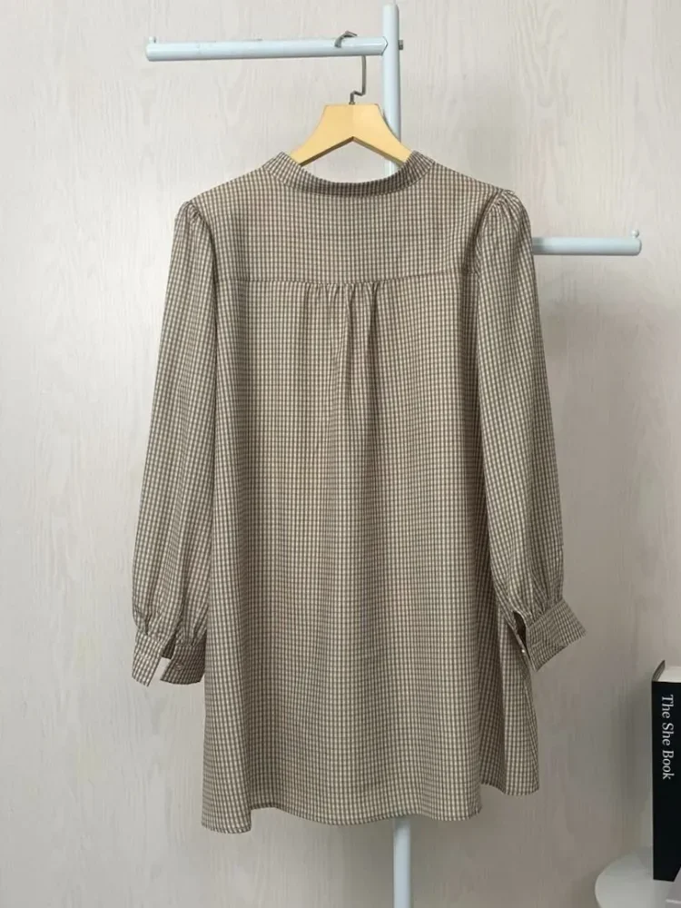 ASAYA Atasan kemeja lengan panjang  elegan longgar kasual cetak