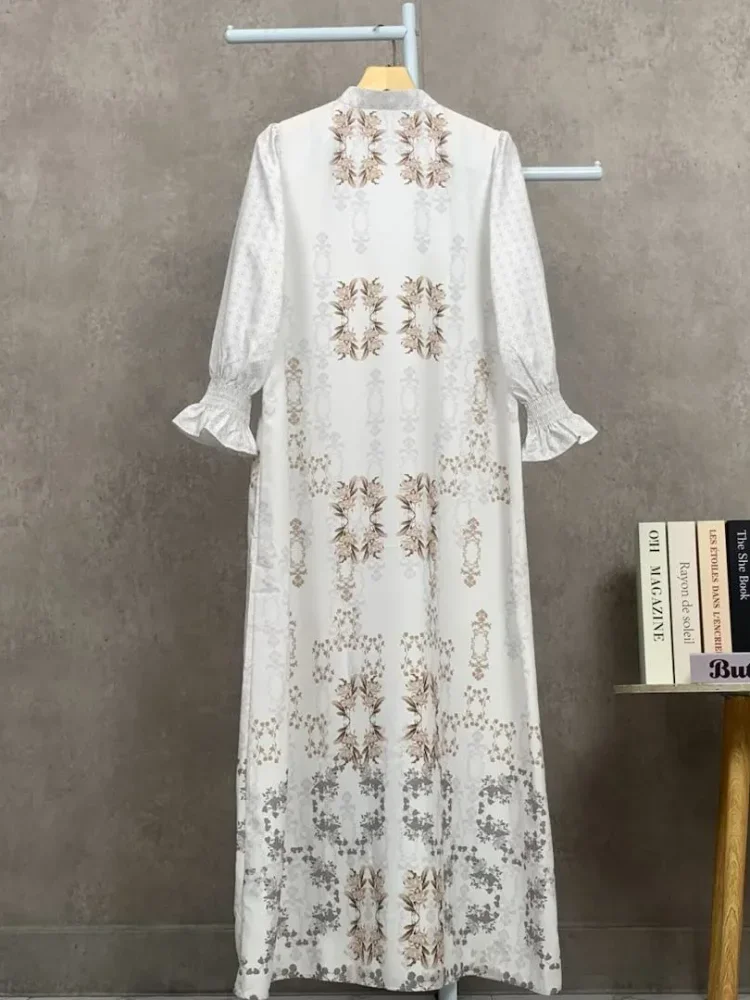 ASAYA Gaun elegan dengan motif posisi mode lengan panjang