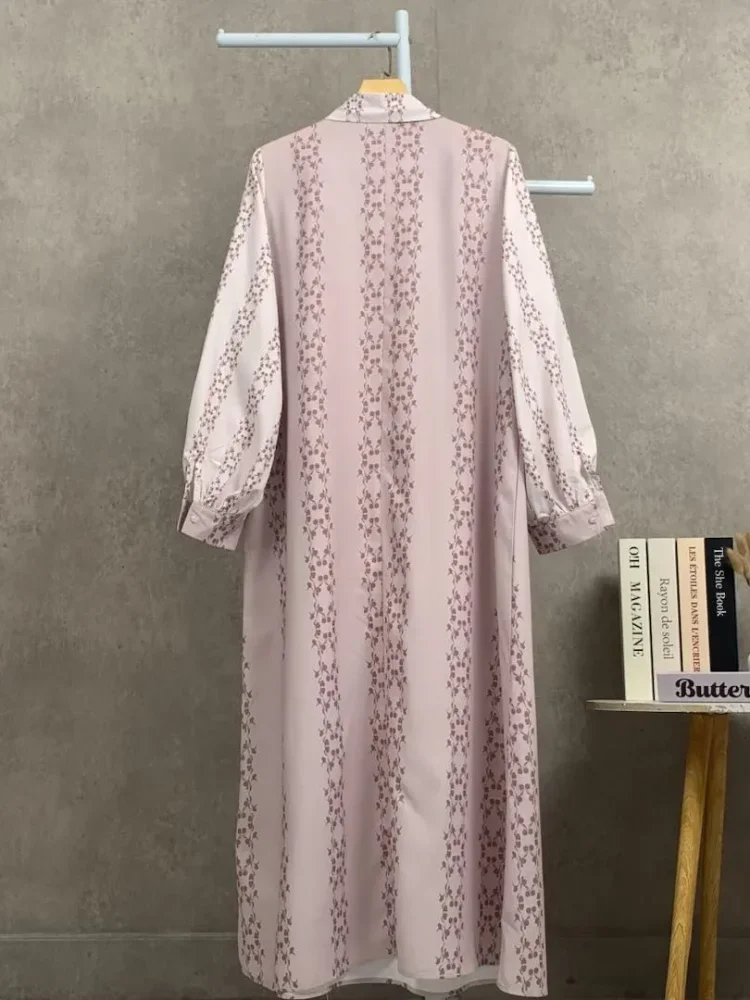 [DISKON KILAT]ASAYA Gaun elegan dengan motif posisi mode lengan panjang