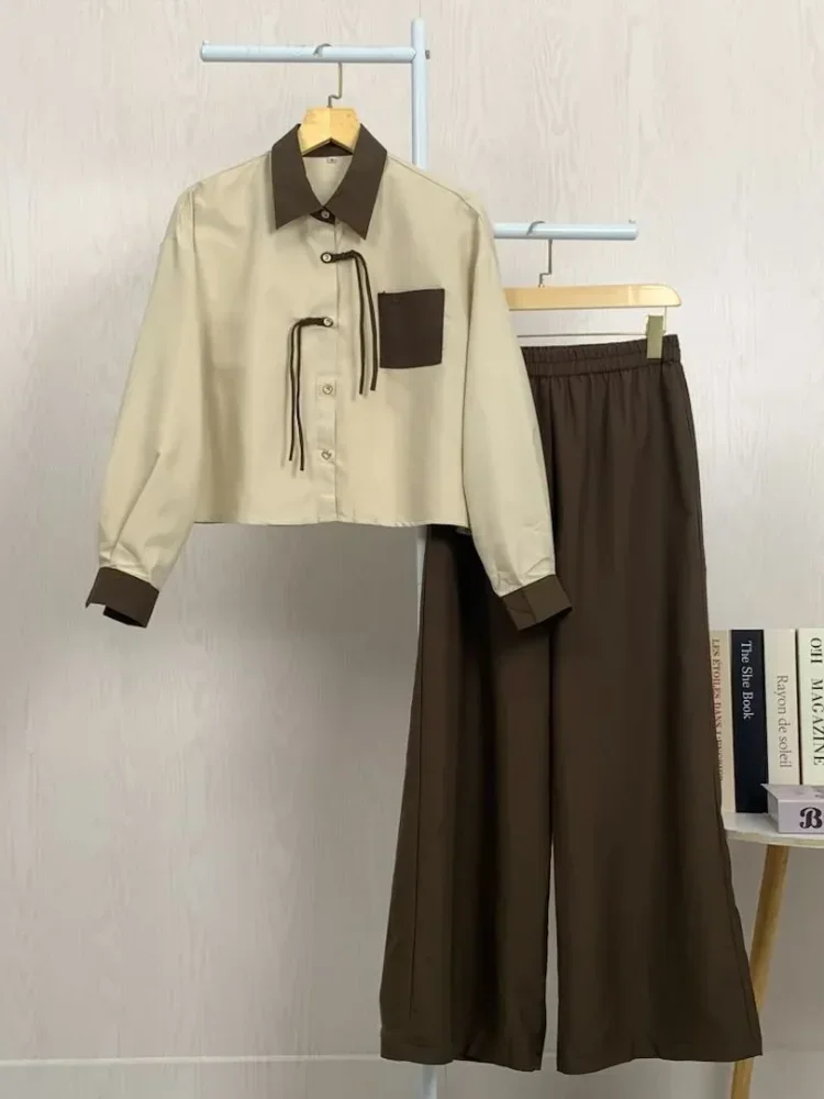 [READY STOCK]ASAYA Set dua potong atasan dan celana longgar yang modis dan sederhana untuk wanita