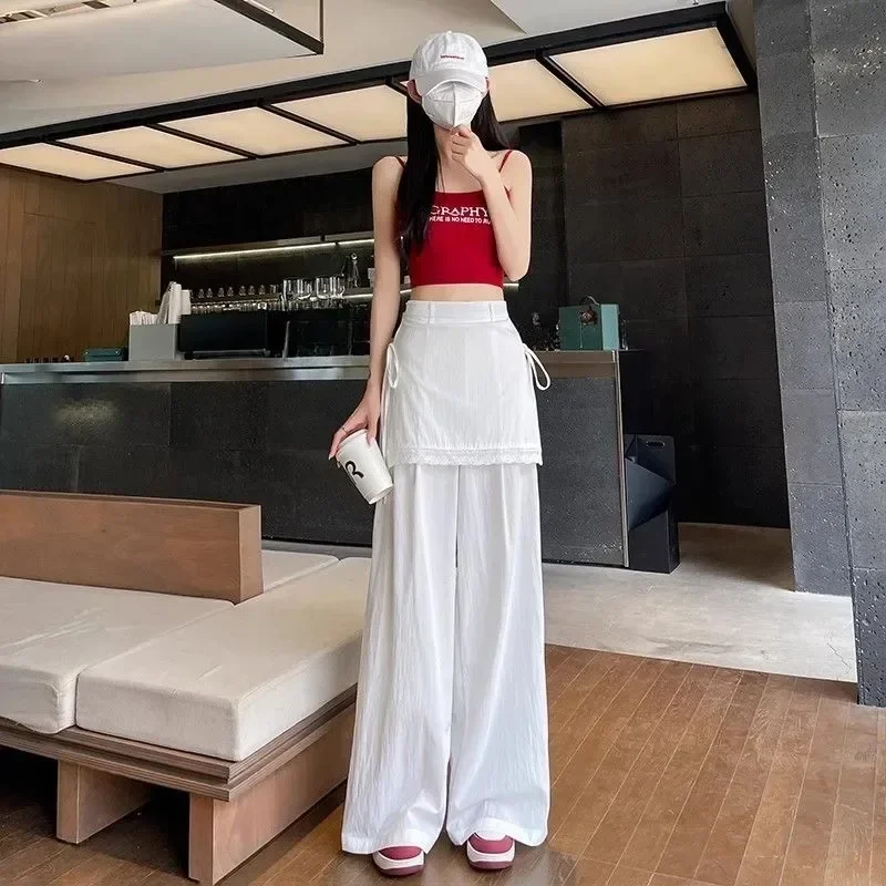 CHICMORE Celana panjang modis model high waist warna solid korean style