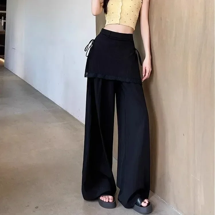 CHICMORE Celana panjang modis model high waist warna solid korean style