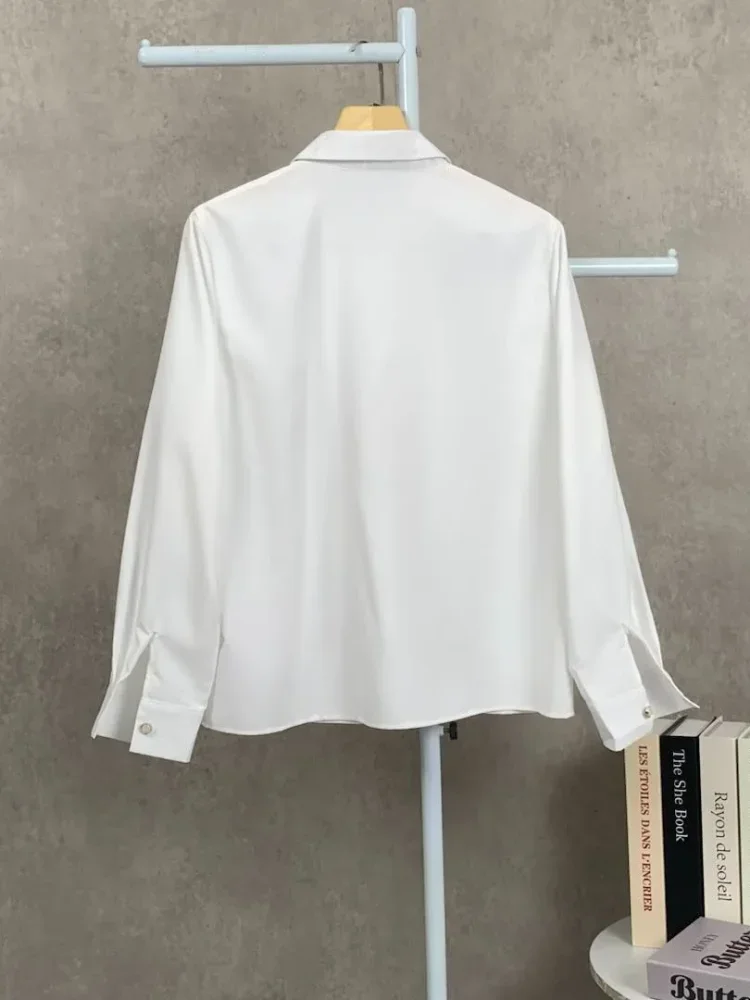 [DISKON KILAT]FADFAD Women's long-sleeved side-buttoned, embroidered, fitted shirt