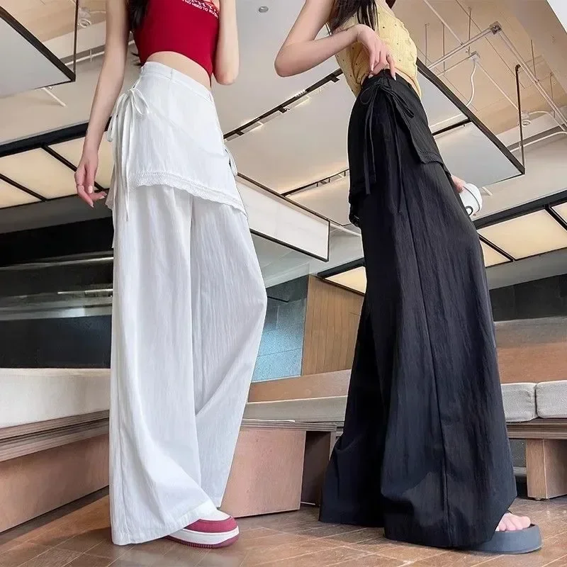 CHICMORE Celana panjang modis model high waist warna solid korean style