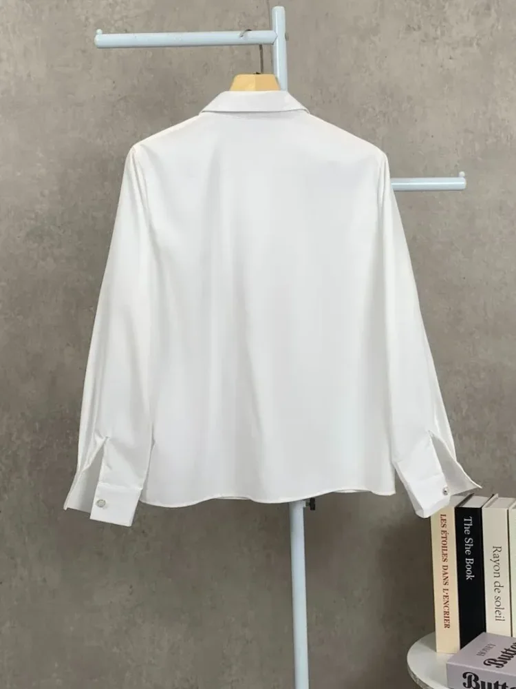 [DISKON KILAT]FADFAD Women's long-sleeved side-buttoned, embroidered, fitted shirt