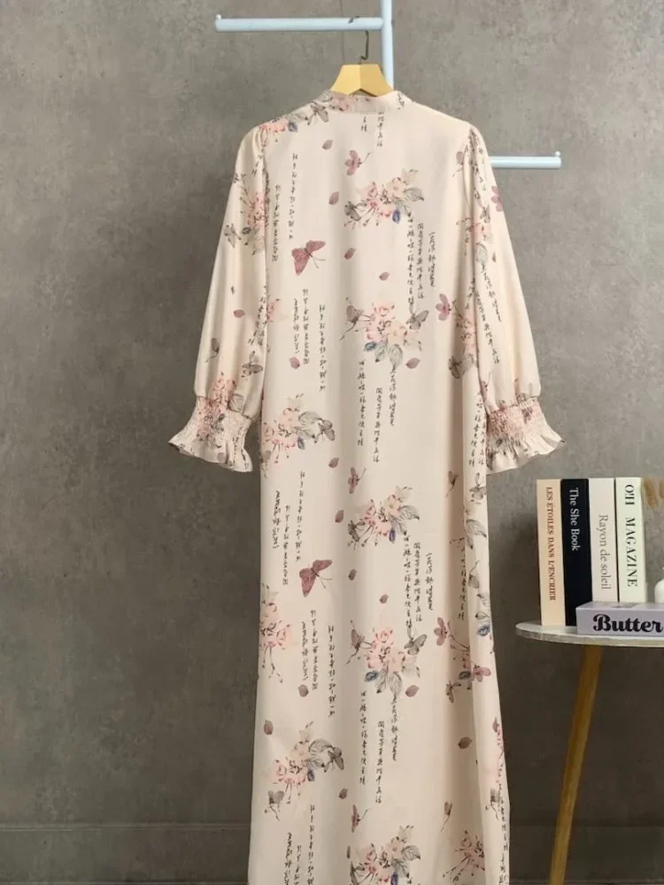 [DISKON KILAT]ASAYA Gaun elegan dengan motif posisi mode lengan panjang