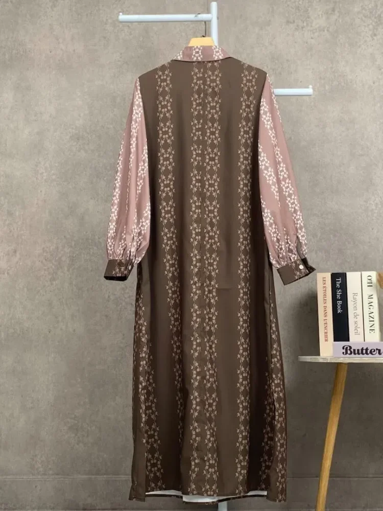 [DISKON KILAT]ASAYA Gaun elegan dengan motif posisi mode lengan panjang