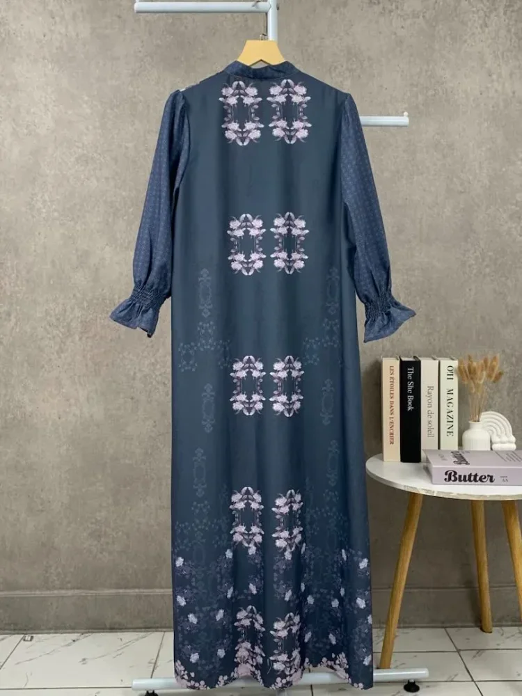 ASAYA Gaun elegan dengan motif posisi mode lengan panjang