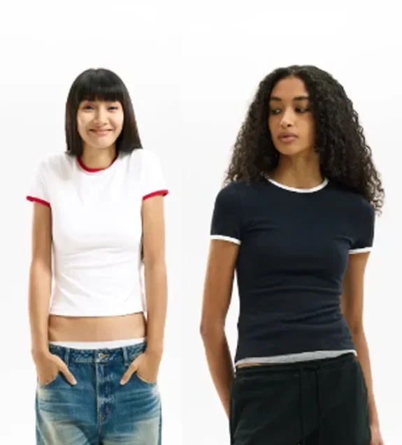 CHICMORE Kaos wanita berbahan katun campuran lembut dengan desain color block gaya kasual