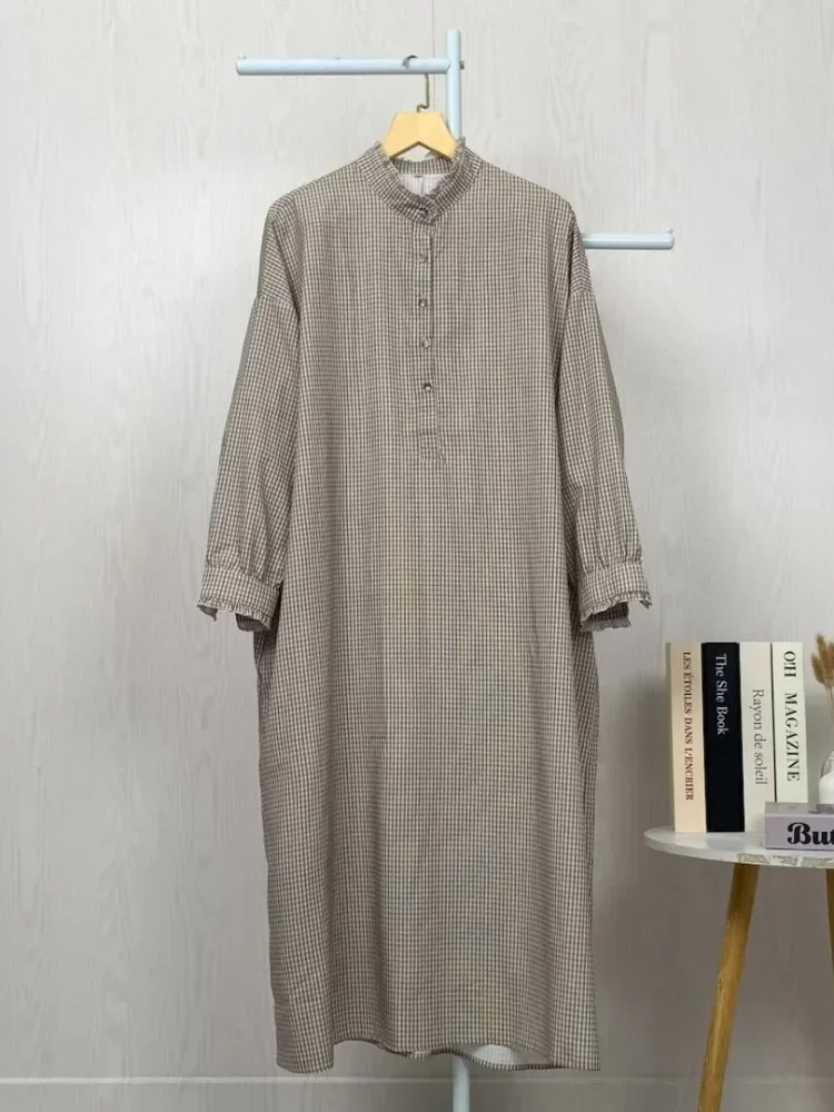 [DISKON KILAT]ASAYA Gaun panjang longgar kasual tipis bermotif dengan desain mode elegan
