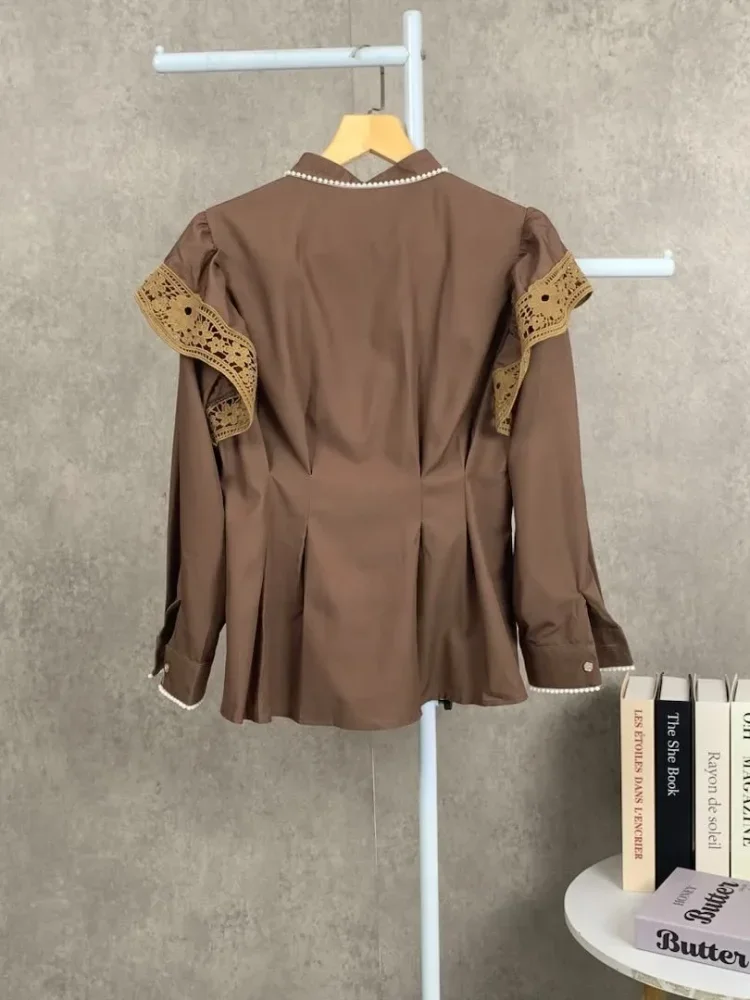 [DISKON KILAT]FADFAD Wanita longgar daun tepi lengan panjang top
