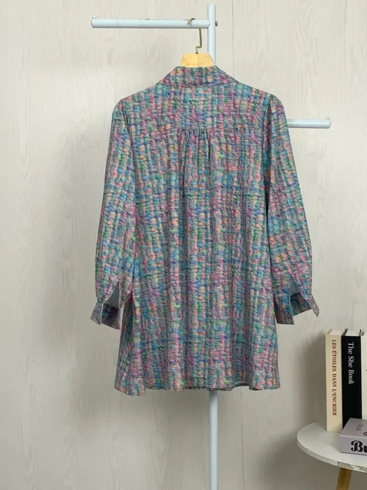 [DISKON KILAT]ASAYA Atasan kemeja lengan panjang  elegan longgar kasual cetak