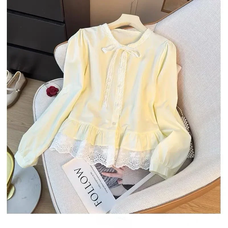 [READY STOCK]CHICMORE Kemeja wanita feminime variasi pita cantik berlengan panjang gaya minimalis