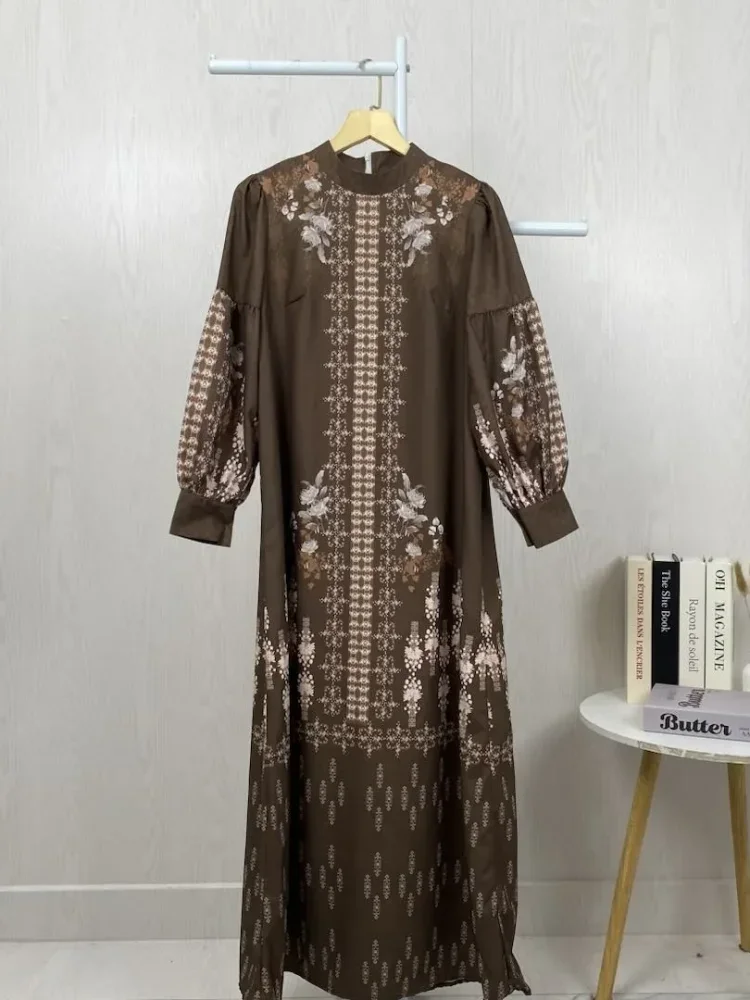 [NEW]ASAYA Gaun elegan dengan motif posisi mode lengan panjang