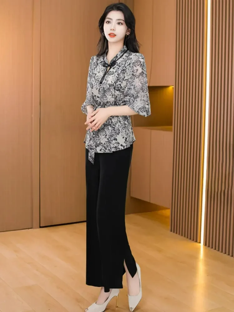 FADFAD Setelan dua potong mewah desain kancing simpul untuk wanita
