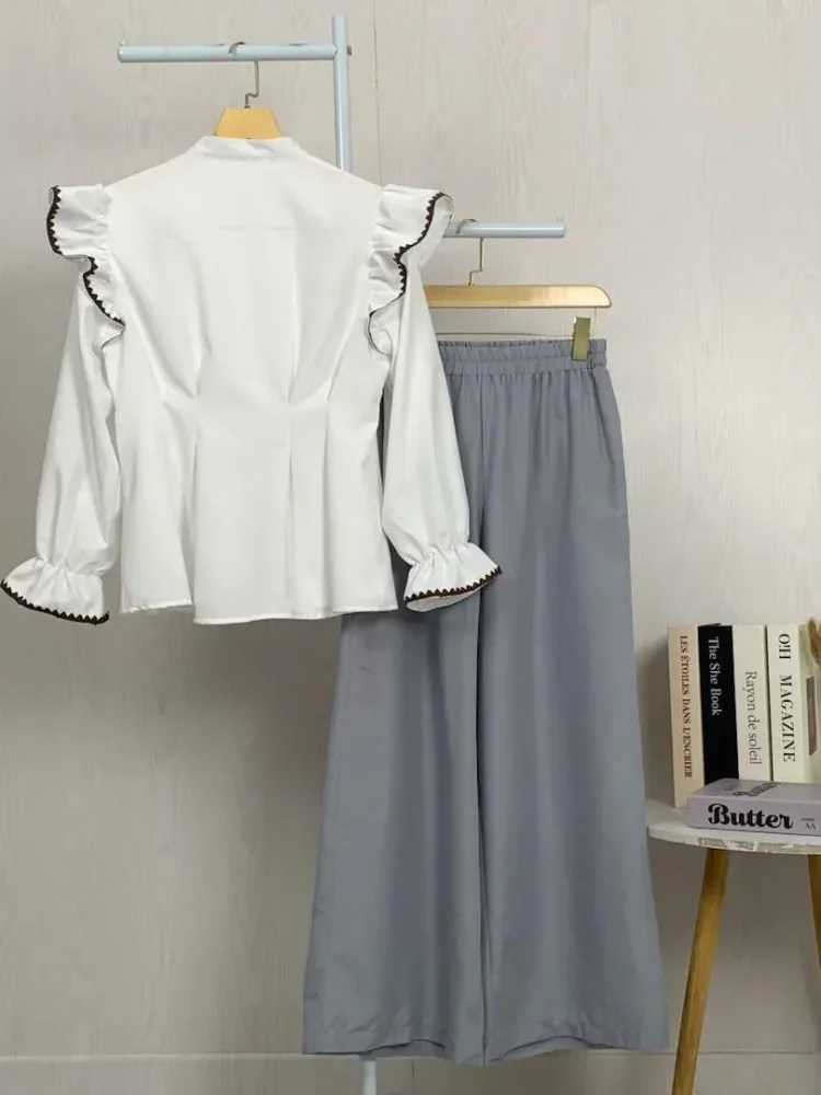 ASAYA Setelan dua potong yang stylish dan simpel: atasan + celana longgar