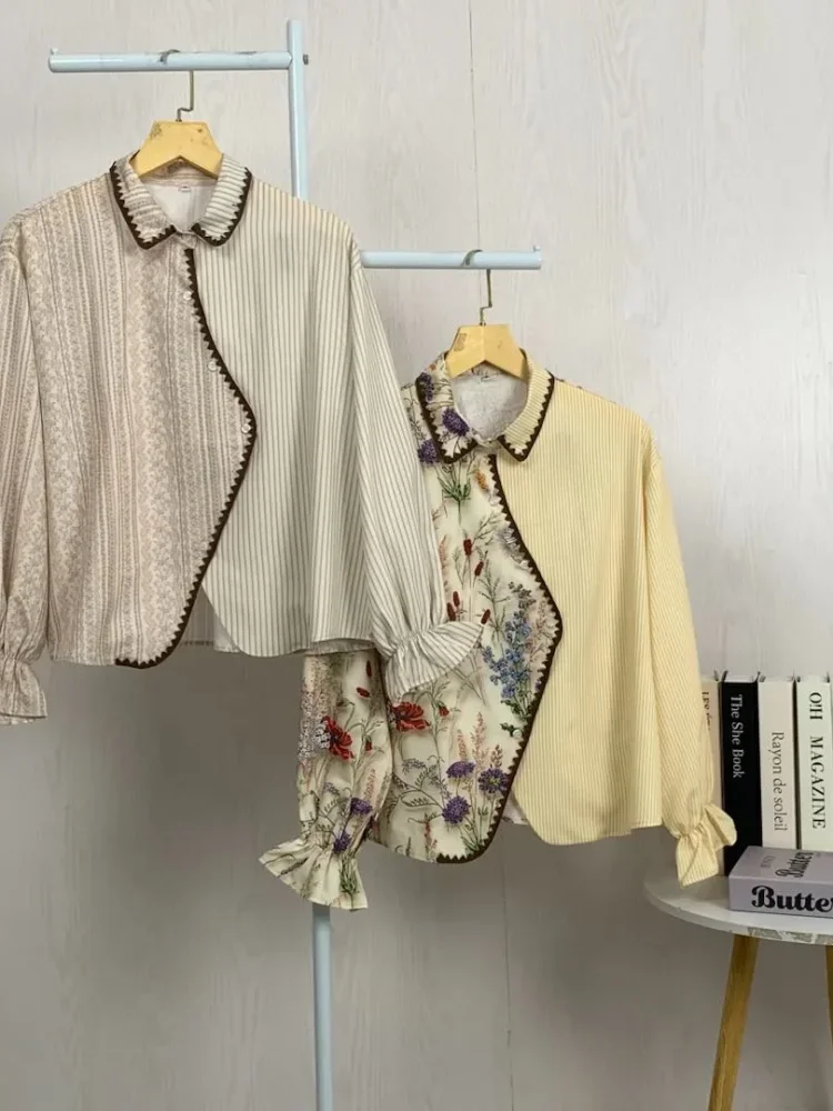 [READY STOCK]ASAYA Atasan kemeja pakaian wanita motif bergaris mode korea terbaru