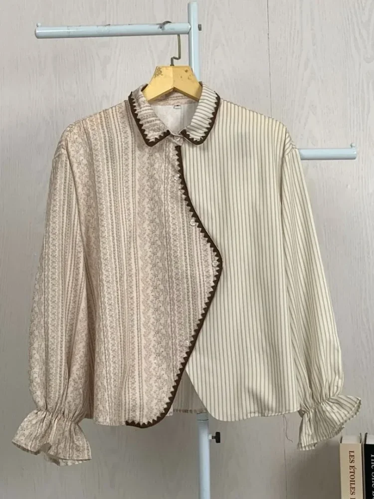 [READY STOCK]ASAYA Atasan kemeja pakaian wanita motif bergaris mode korea terbaru